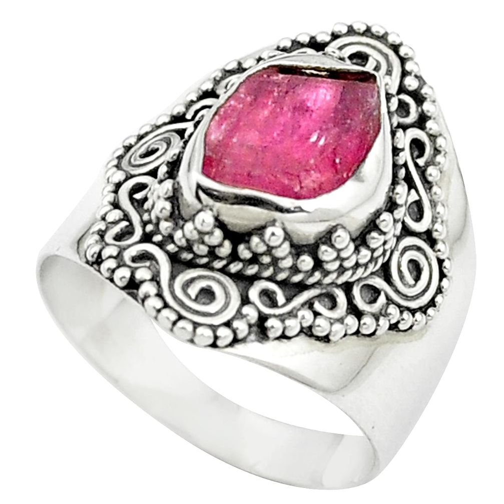 3.01cts natural pink ruby rough 925 sterling silver ring jewelry size 7 m59052