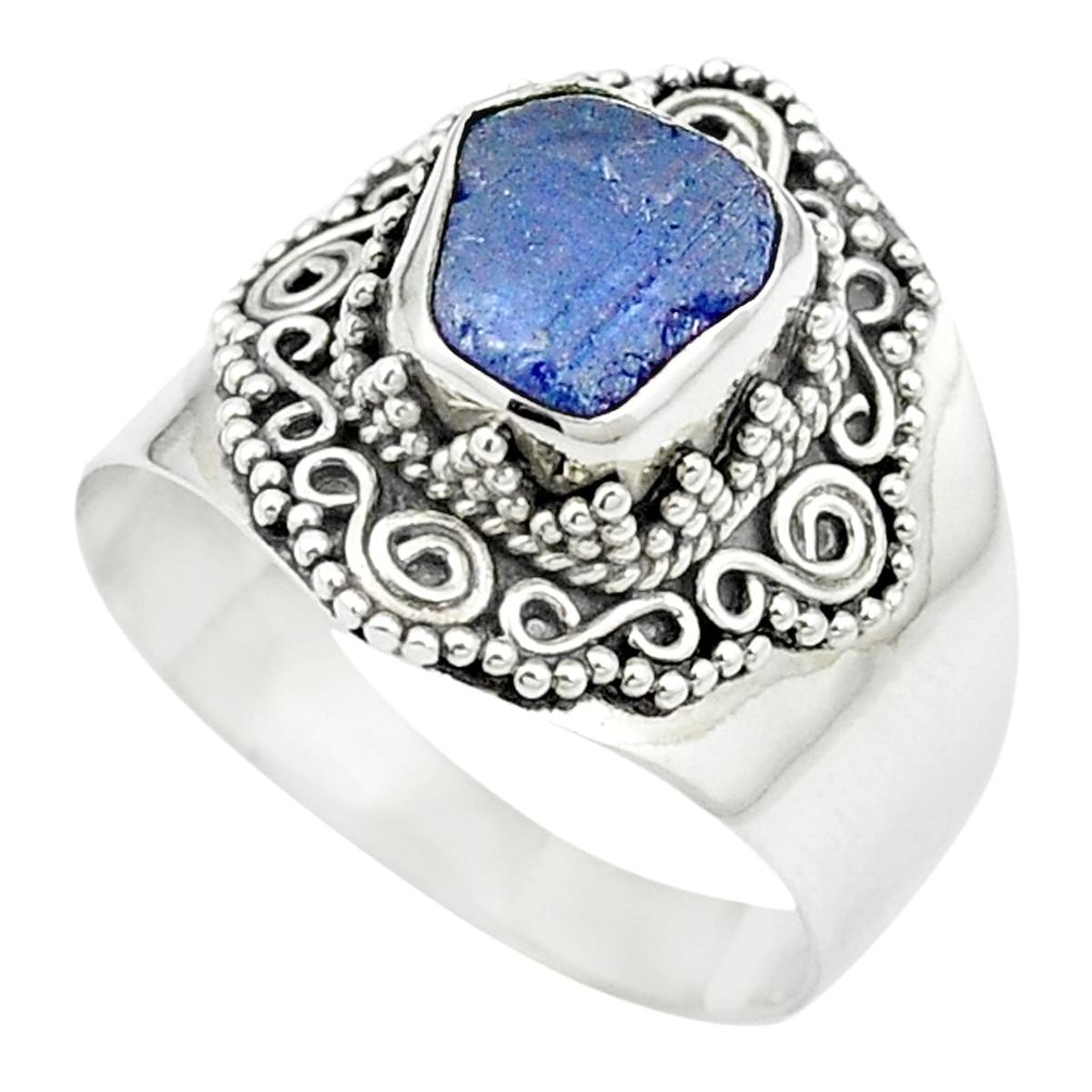 Natural blue tanzanite rough 925 sterling silver ring size 10 m59062