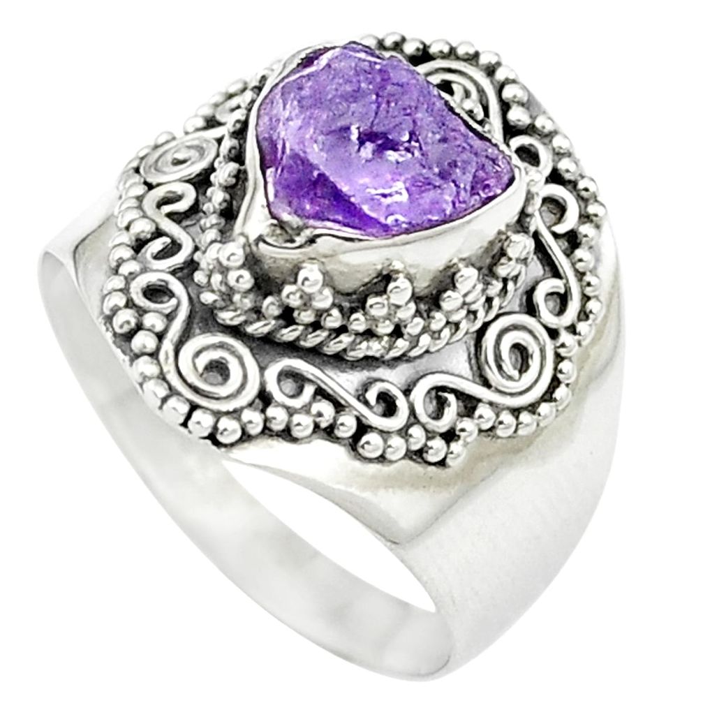 925 sterling silver natural purple amethyst rough ring jewelry size 8.5 m59064