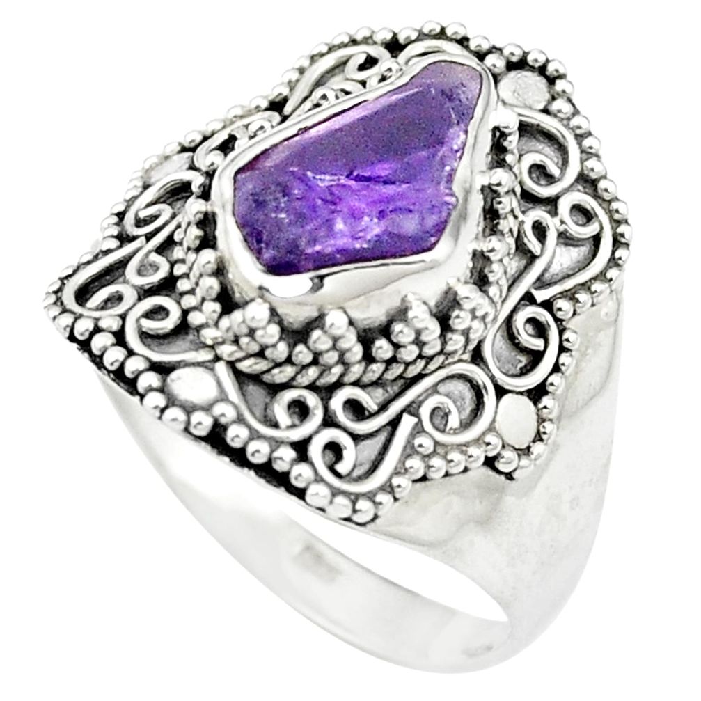 925 sterling silver natural purple amethyst rough ring jewelry size 10 m59072