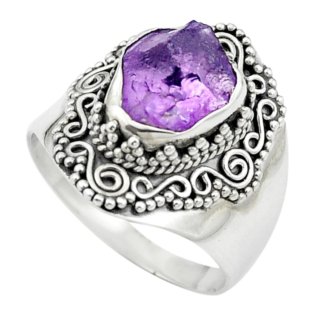 Natural purple amethyst rough 925 sterling silver ring size 8.5 m59076