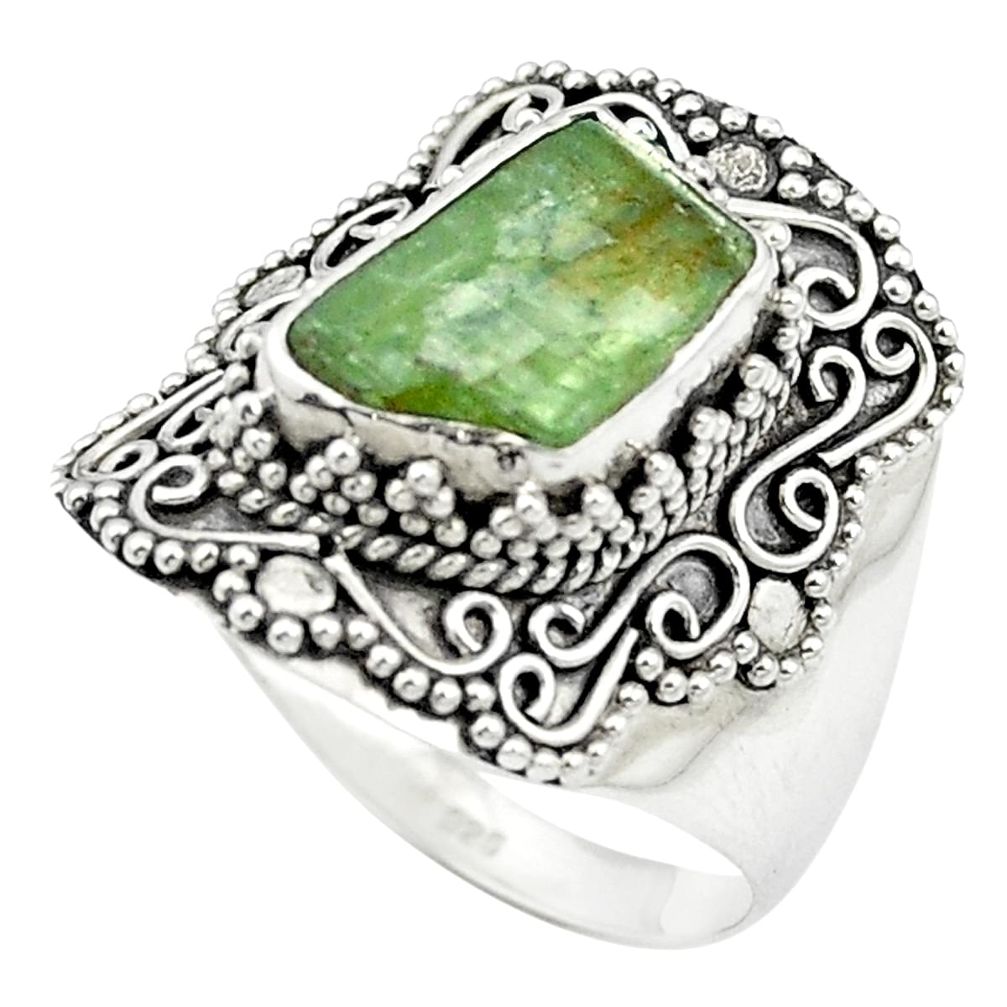 925 sterling silver natural green kyanite rough fancy ring size 10 m59078