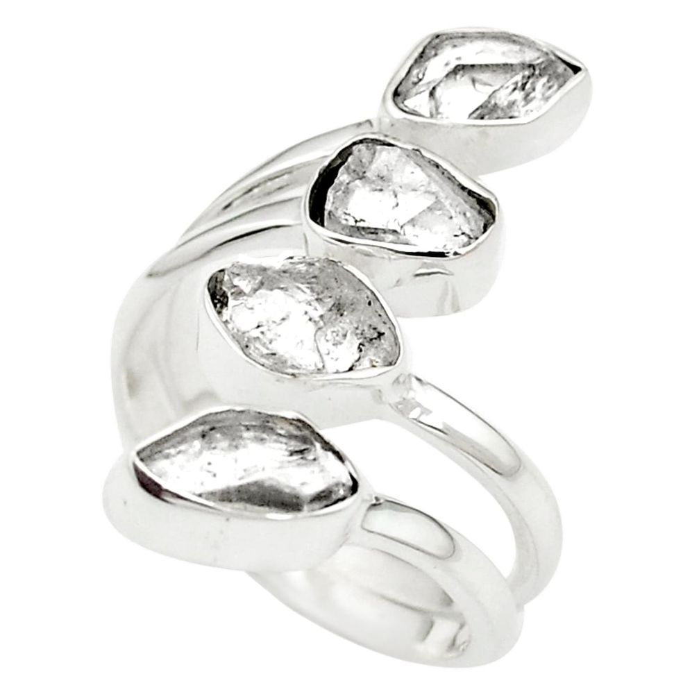 Natural white herkimer diamond 925 silver adjustable ring size 8 m59241