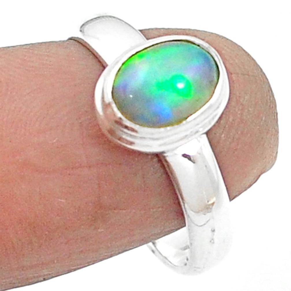 Natural multi color ethiopian opal 925 sterling silver ring size 7 m59423