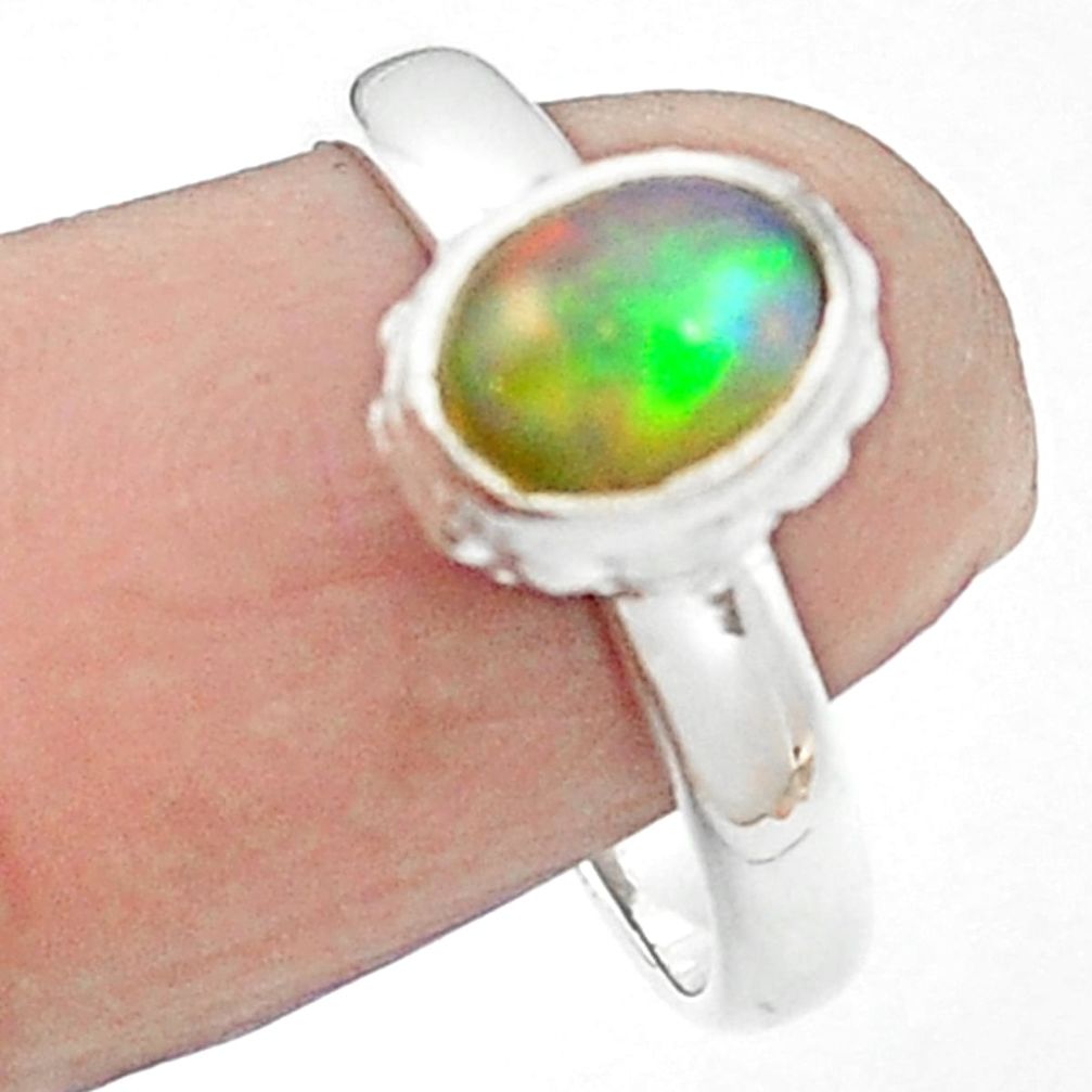 Natural multi color ethiopian opal 925 sterling silver ring size 8 m59426