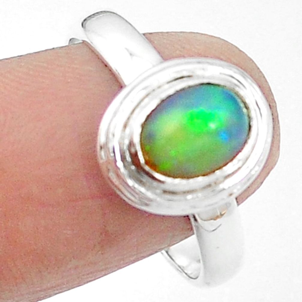 Natural multi color ethiopian opal 925 silver ring jewelry size 8.5 m59427