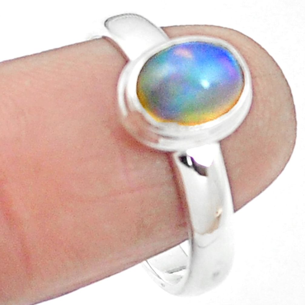 Natural multi color ethiopian opal 925 sterling silver ring size 8 m59428