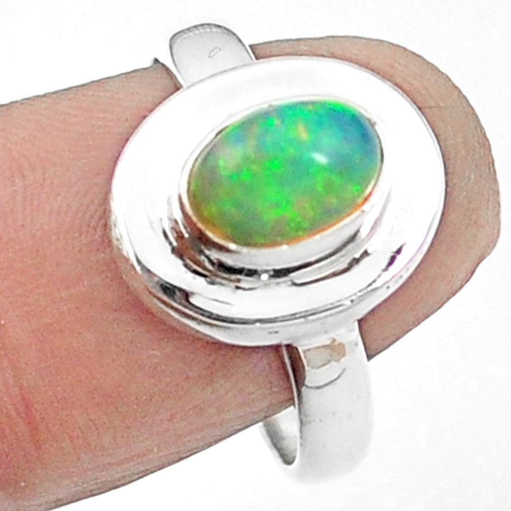 Natural multi color ethiopian opal 925 sterling silver ring size 8 m59431