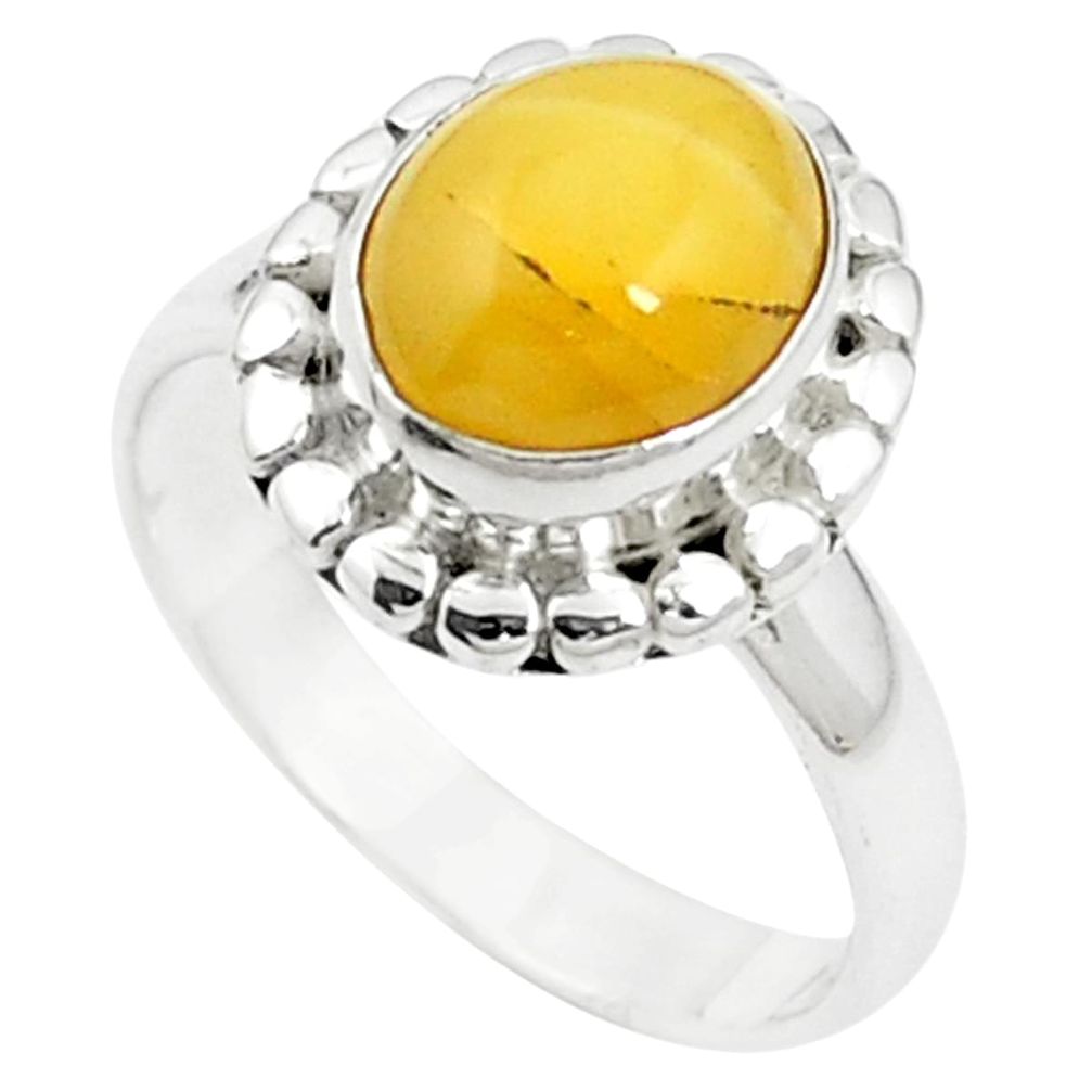 4.46cts yellow amber 925 sterling silver ring jewelry size 8 m59442