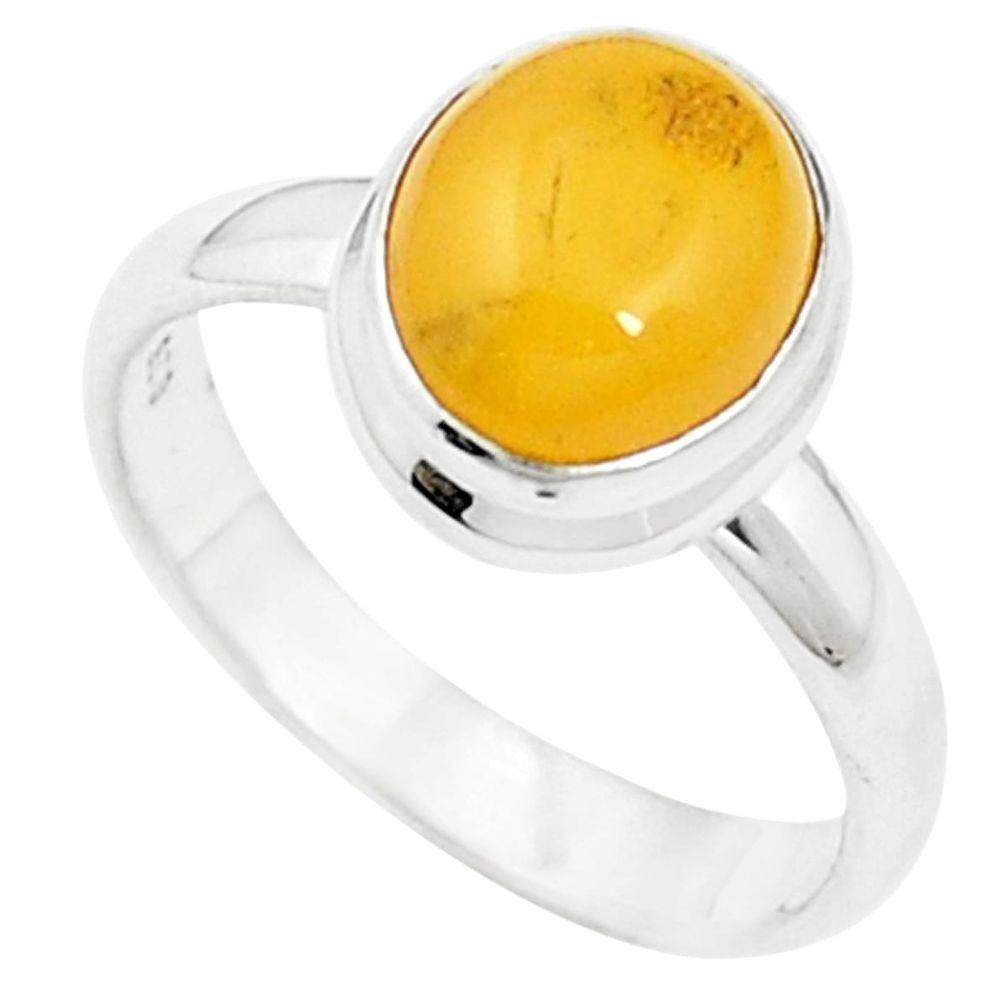 4.28cts yellow amber 925 sterling silver ring jewelry size 7 m59443