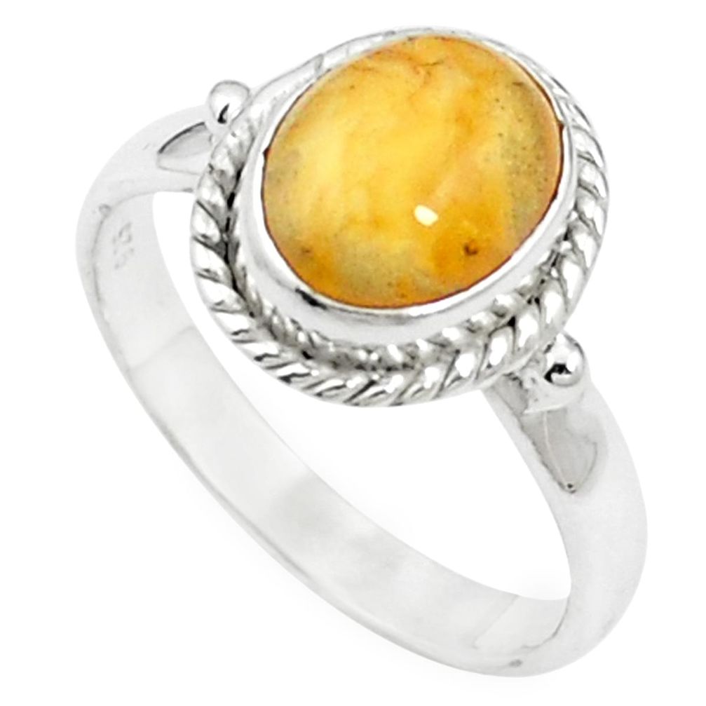 4.07cts yellow amber 925 sterling silver ring jewelry size 8.5 m59444