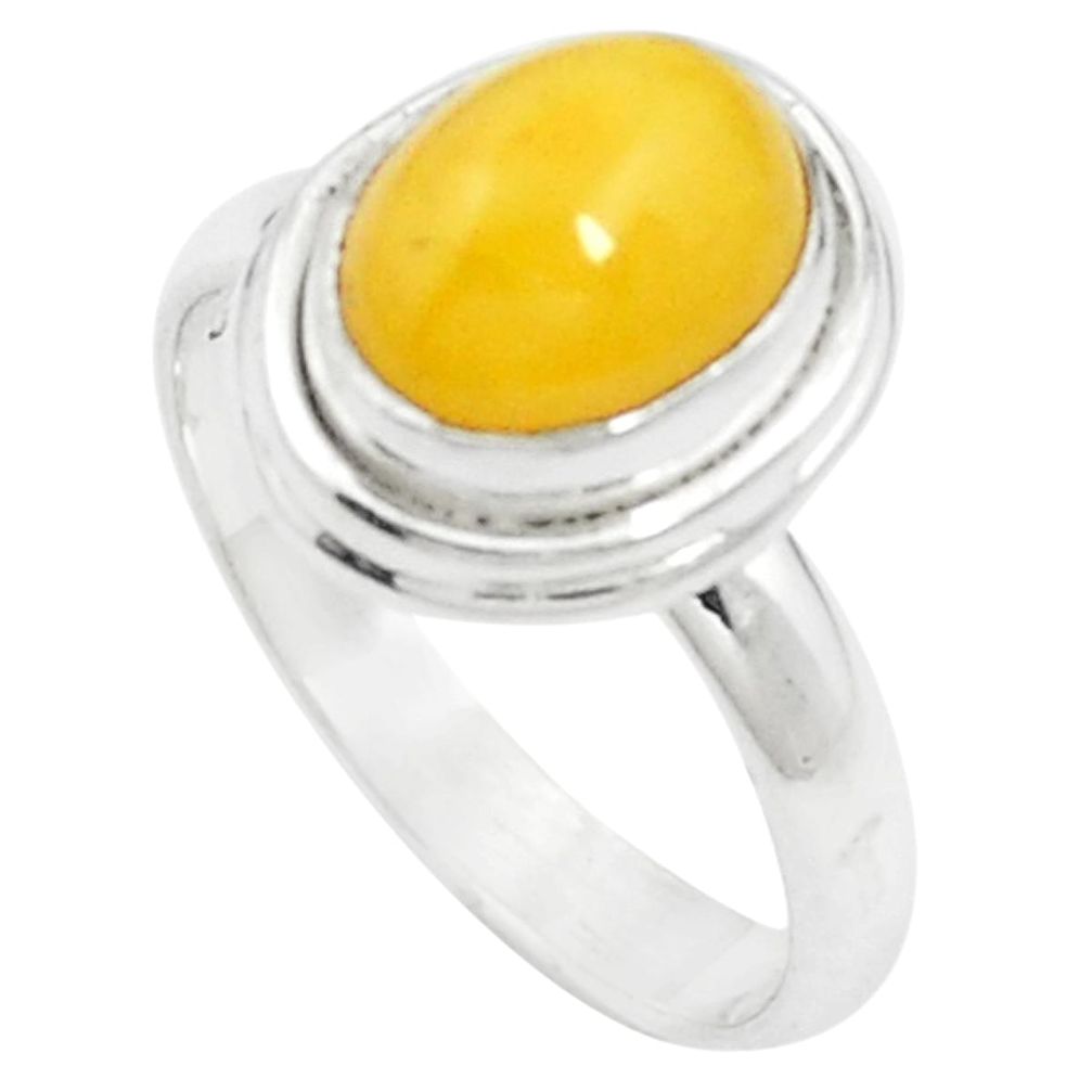 4.40cts yellow amber 925 sterling silver ring jewelry size 7.5 m59445