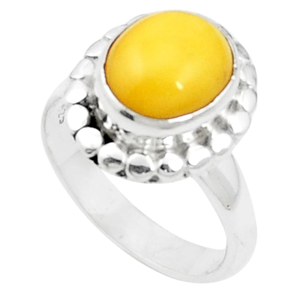 4.74cts yellow amber 925 sterling silver ring jewelry size 6 m59446