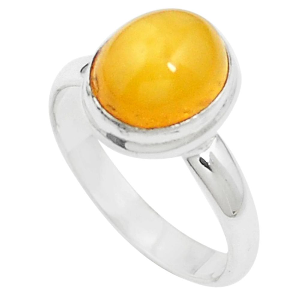 4.47cts yellow amber 925 sterling silver ring jewelry size 8 m59451