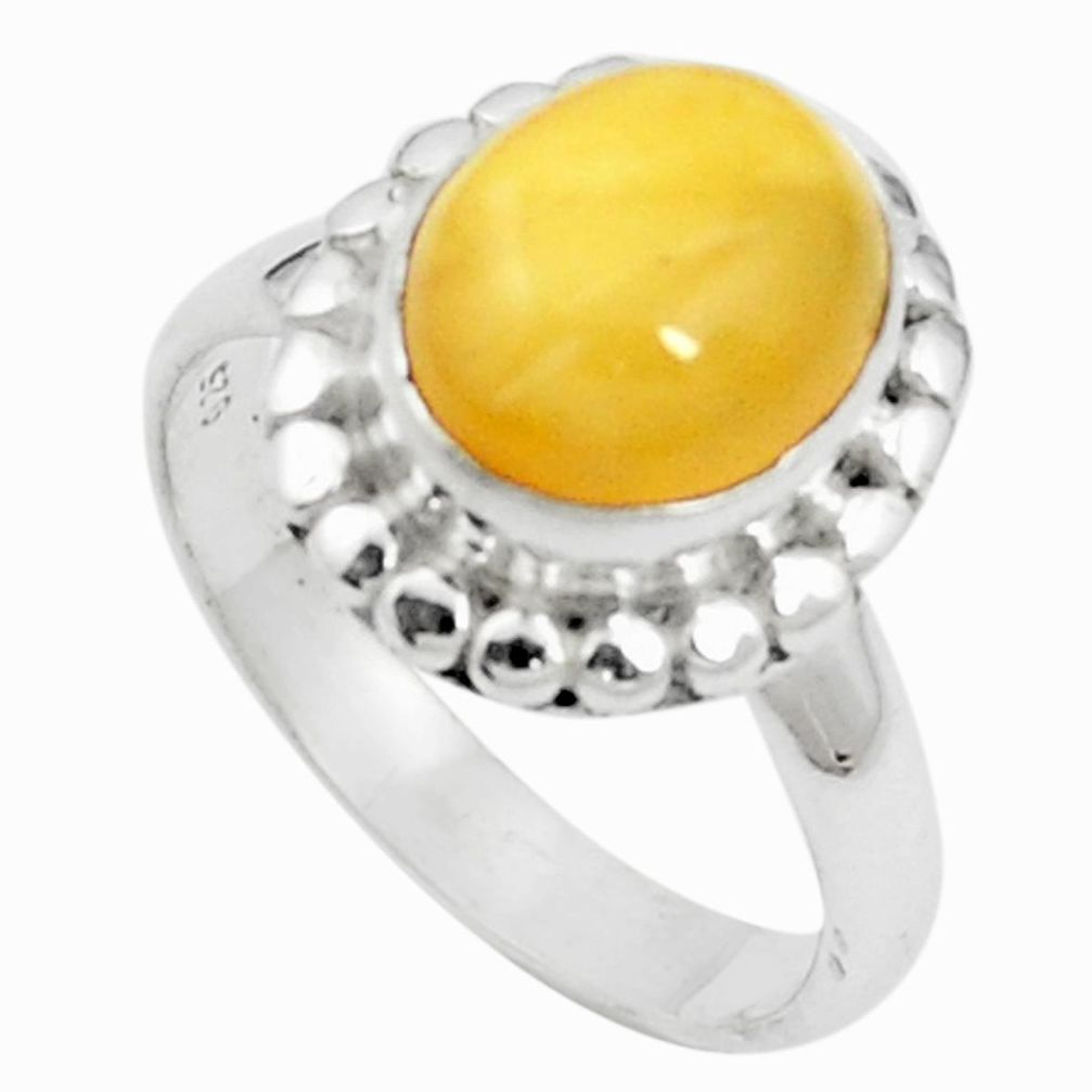 4.91cts yellow amber 925 sterling silver ring jewelry size 7.5 m59453