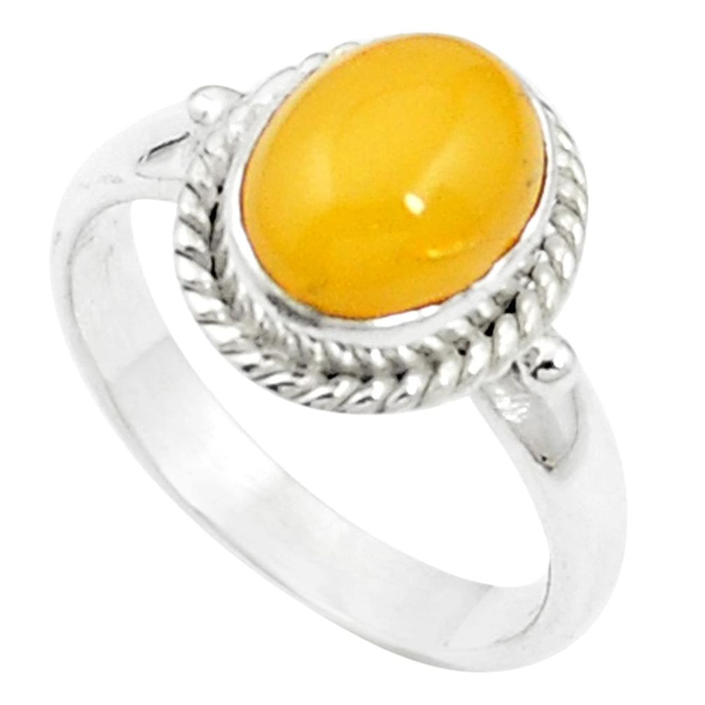 4.21cts yellow amber 925 sterling silver ring jewelry size 7.5 m59454