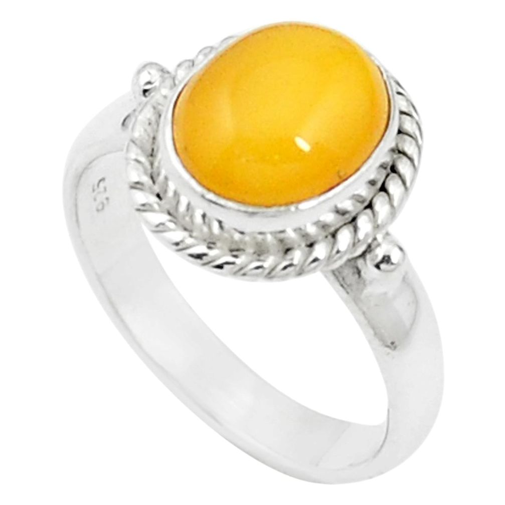 3.83cts yellow amber 925 sterling silver ring jewelry size 6.5 m59455