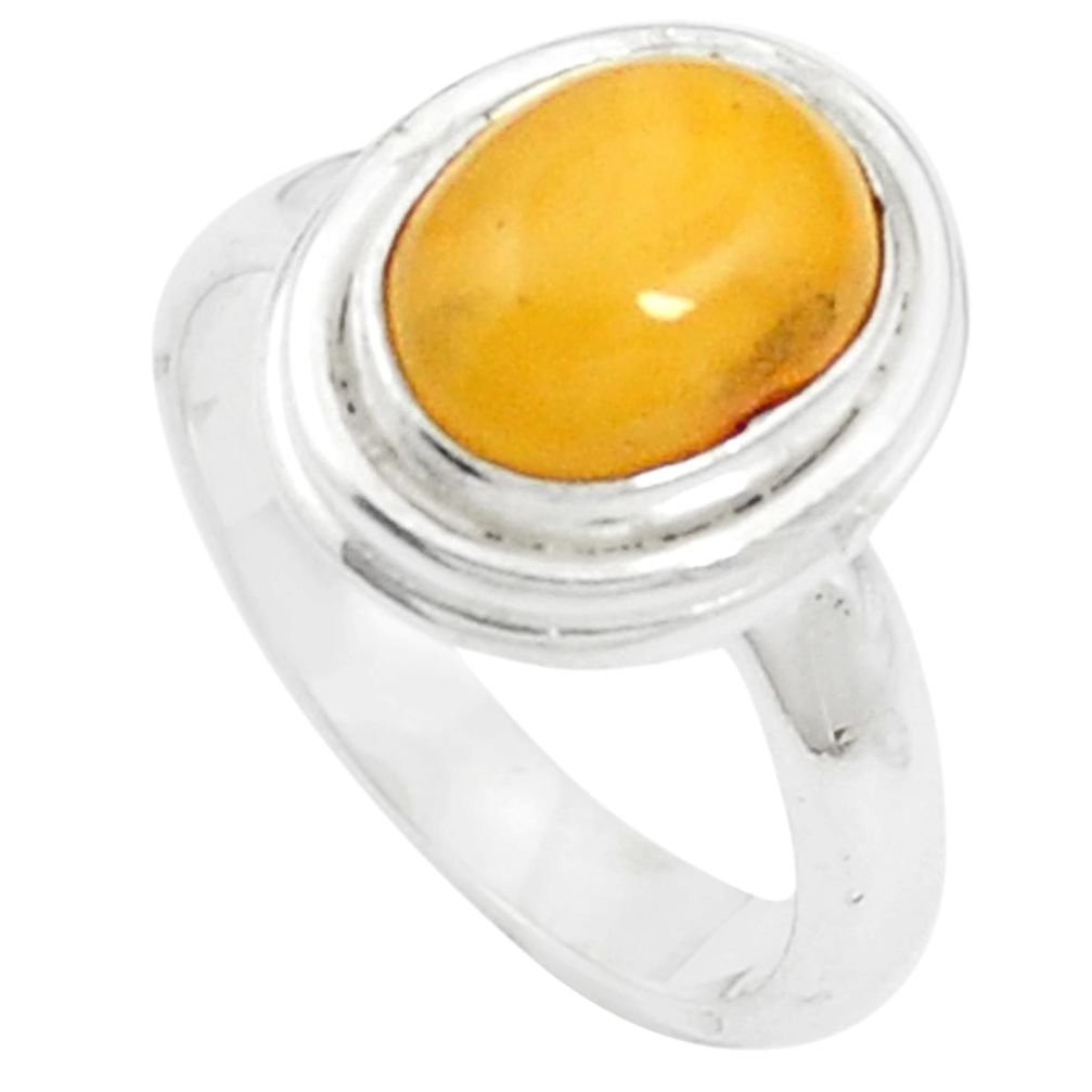 4.50cts yellow amber 925 sterling silver ring jewelry size 6.5 m59456