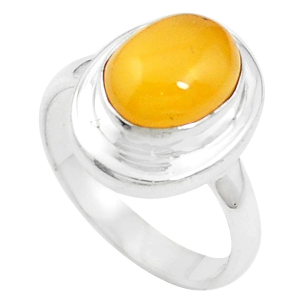 4.69cts yellow amber 925 sterling silver ring jewelry size 7.5 m59458