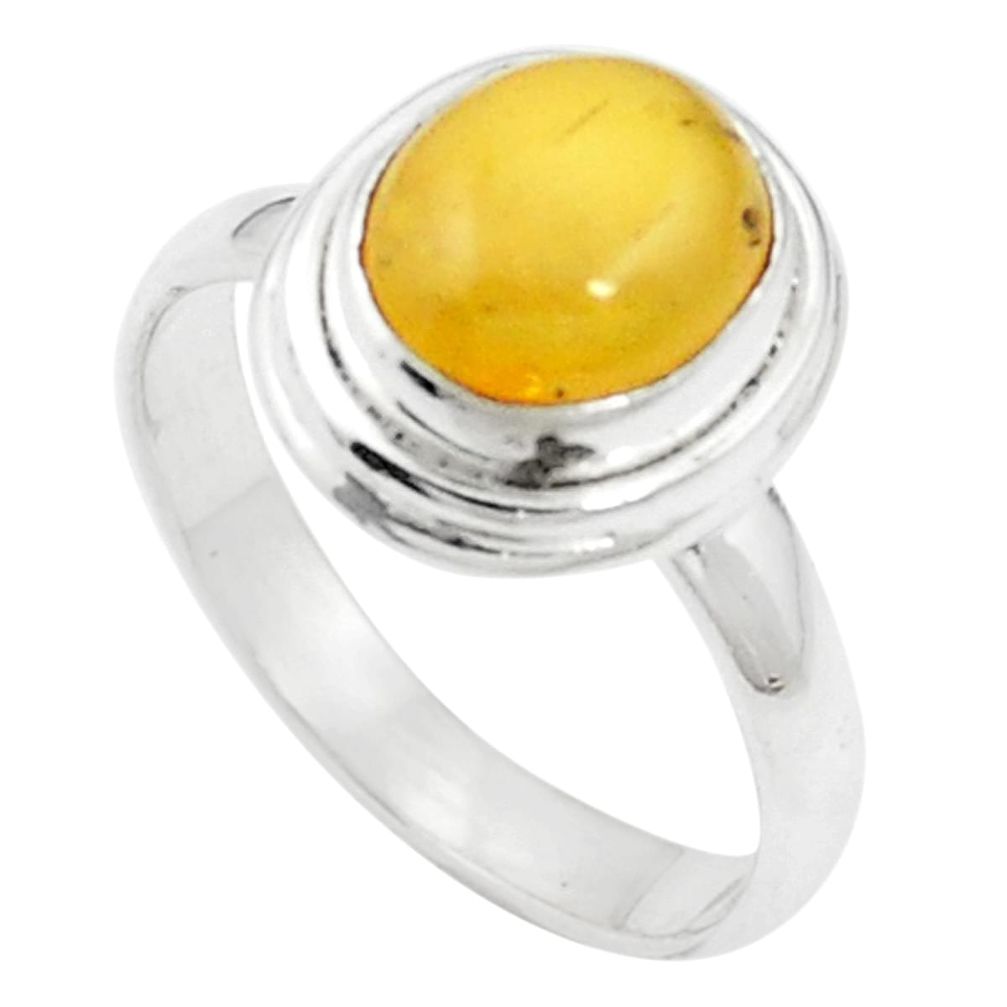 4.51cts yellow amber 925 sterling silver ring jewelry size 8 m59460