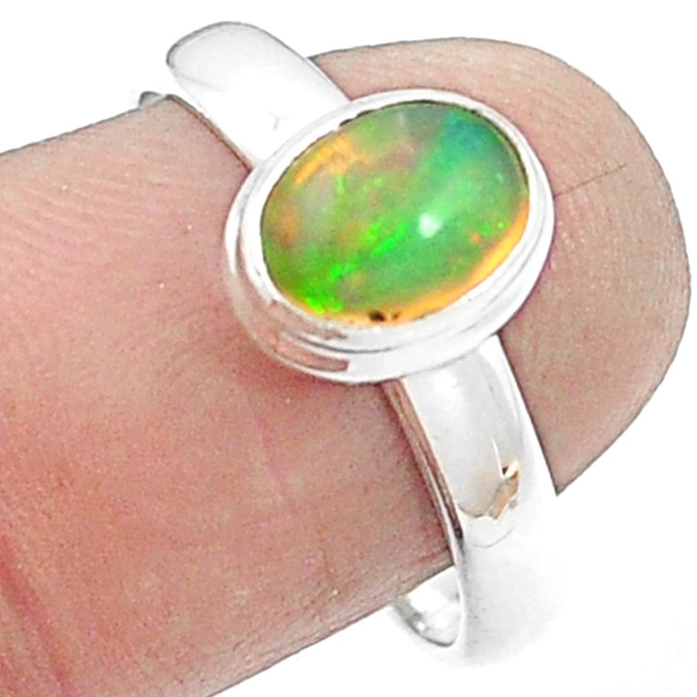 2.08cts natural multicolor ethiopian opal 925 sterling silver ring size 8 m59462