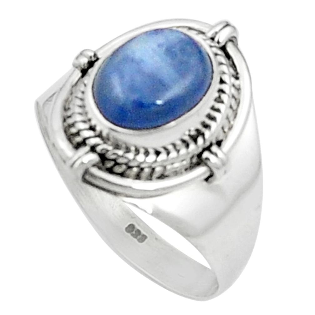 925 sterling silver natural blue kyanite oval ring jewelry size 7 m59491