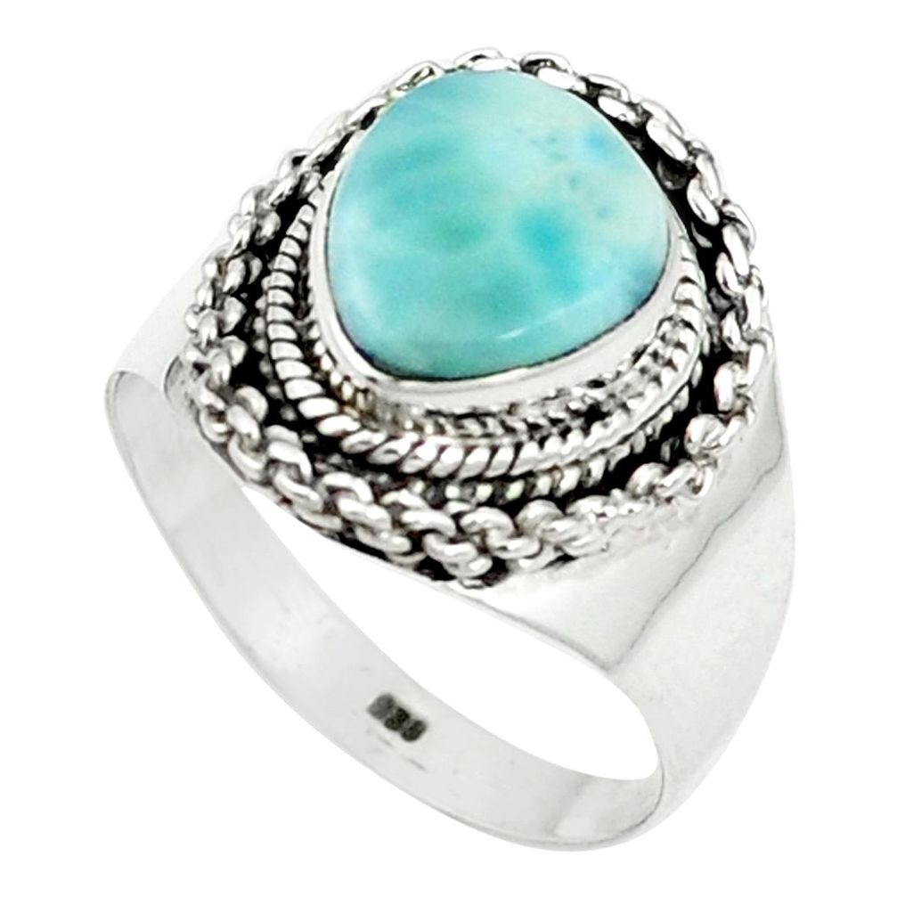 Natural blue larimar 925 sterling silver ring jewelry size 9.5 m59512