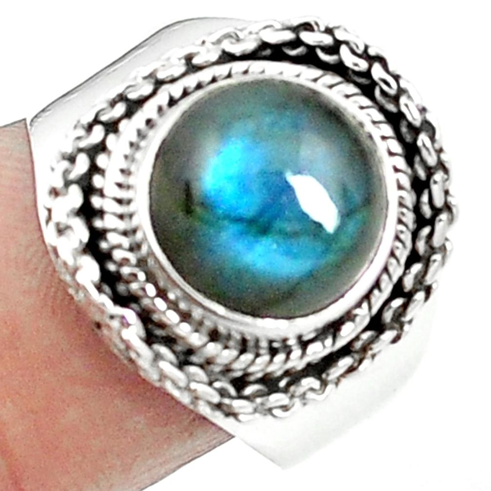 Natural blue labradorite 925 sterling silver ring jewelry size 8 m59547