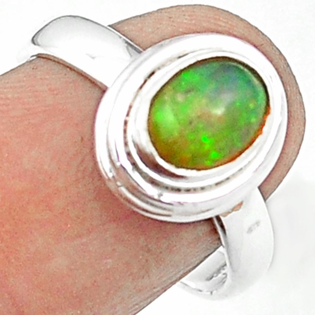 Natural multi color ethiopian opal 925 sterling silver ring size 7 m59557