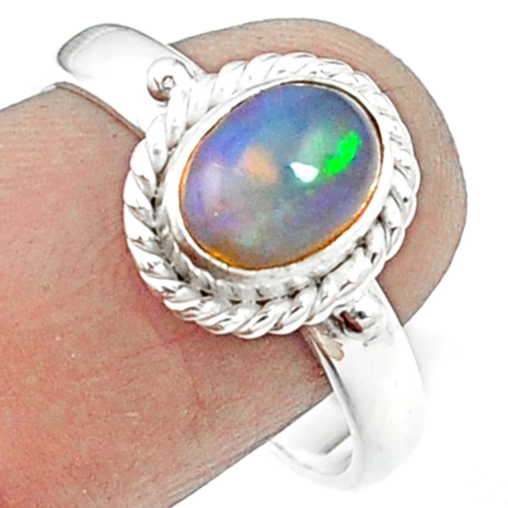 925 sterling silver natural multi color ethiopian opal ring size 8 m59558