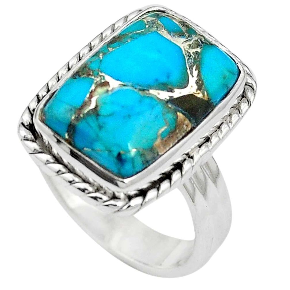 Blue copper turquoise 925 sterling silver ring jewelry size 6.5 m59633