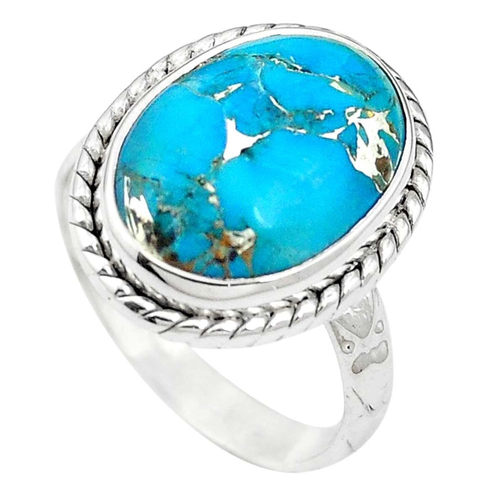 Blue copper turquoise 925 sterling silver ring jewelry size 7.5 m59637