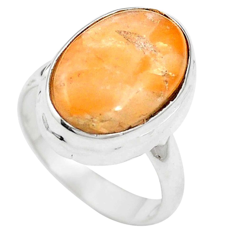 Natural orange calcite 925 sterling silver ring jewelry size 6.5 m59681