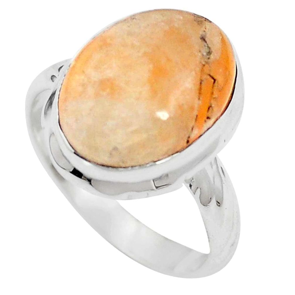 Natural orange calcite 925 sterling silver ring jewelry size 7.5 m59682