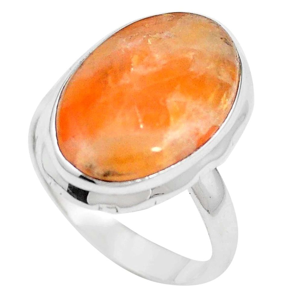 Natural orange calcite 925 sterling silver ring jewelry size 8.5 m59687