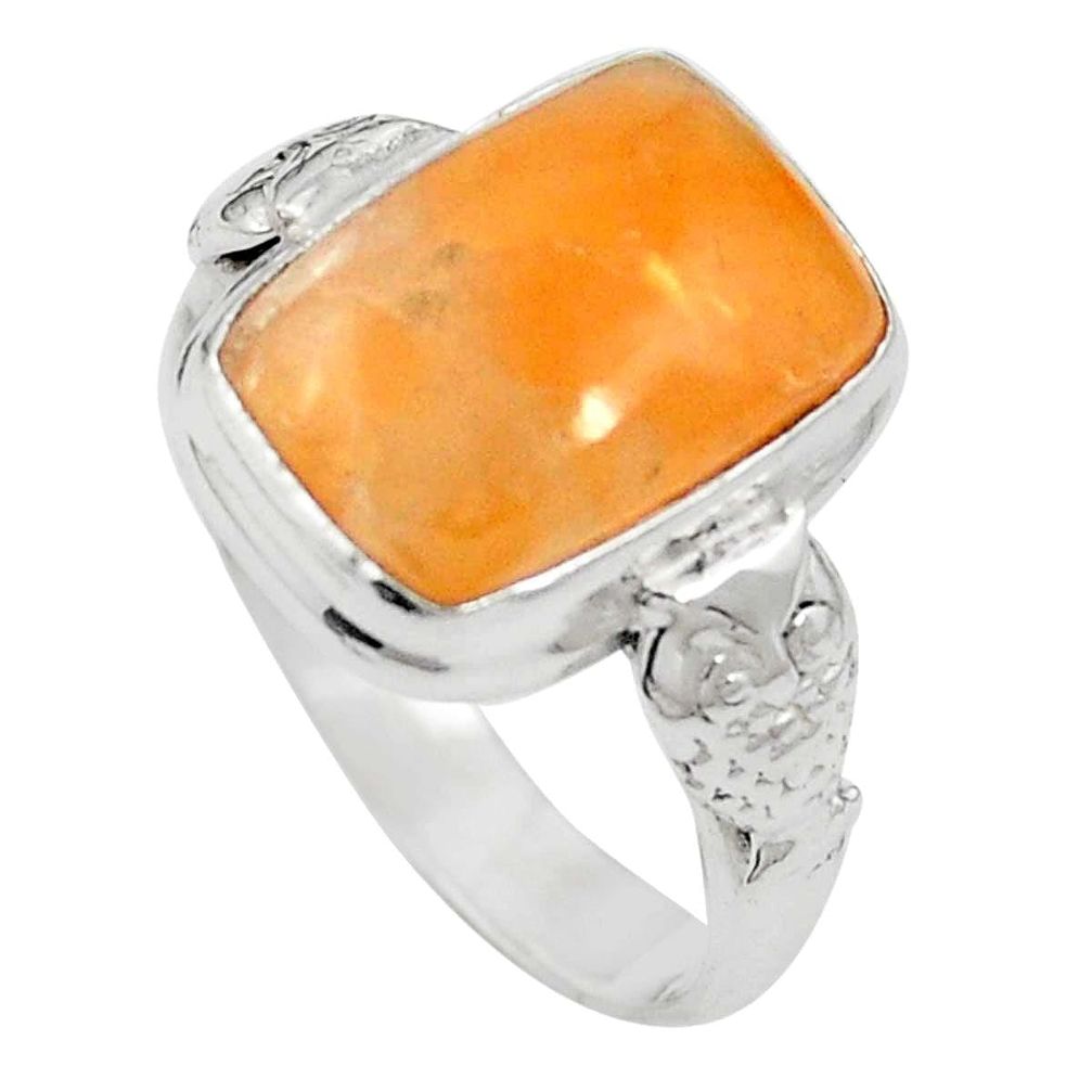 Natural orange calcite 925 sterling silver ring jewelry size 7 m59688