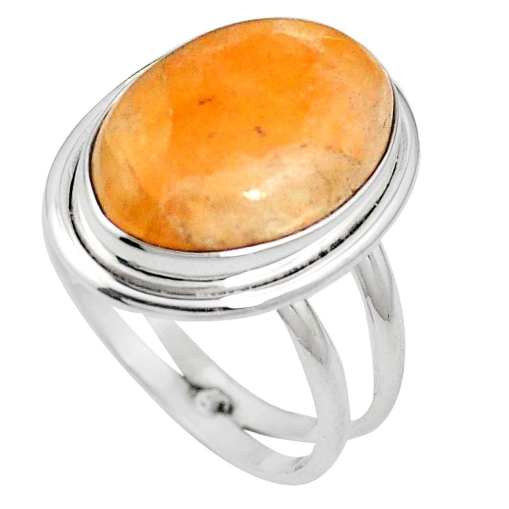 Natural orange calcite 925 sterling silver ring jewelry size 8 m59689