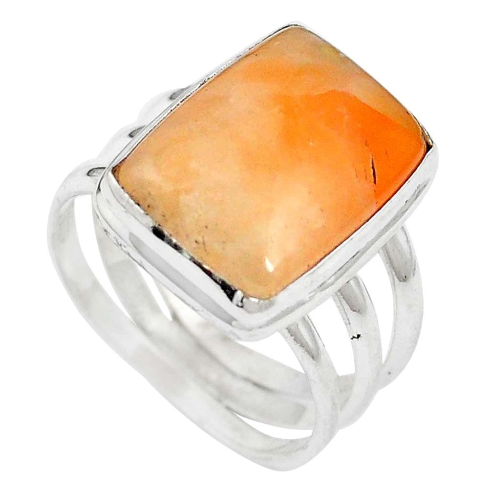 Natural orange calcite 925 sterling silver ring jewelry size 7.5 m59693