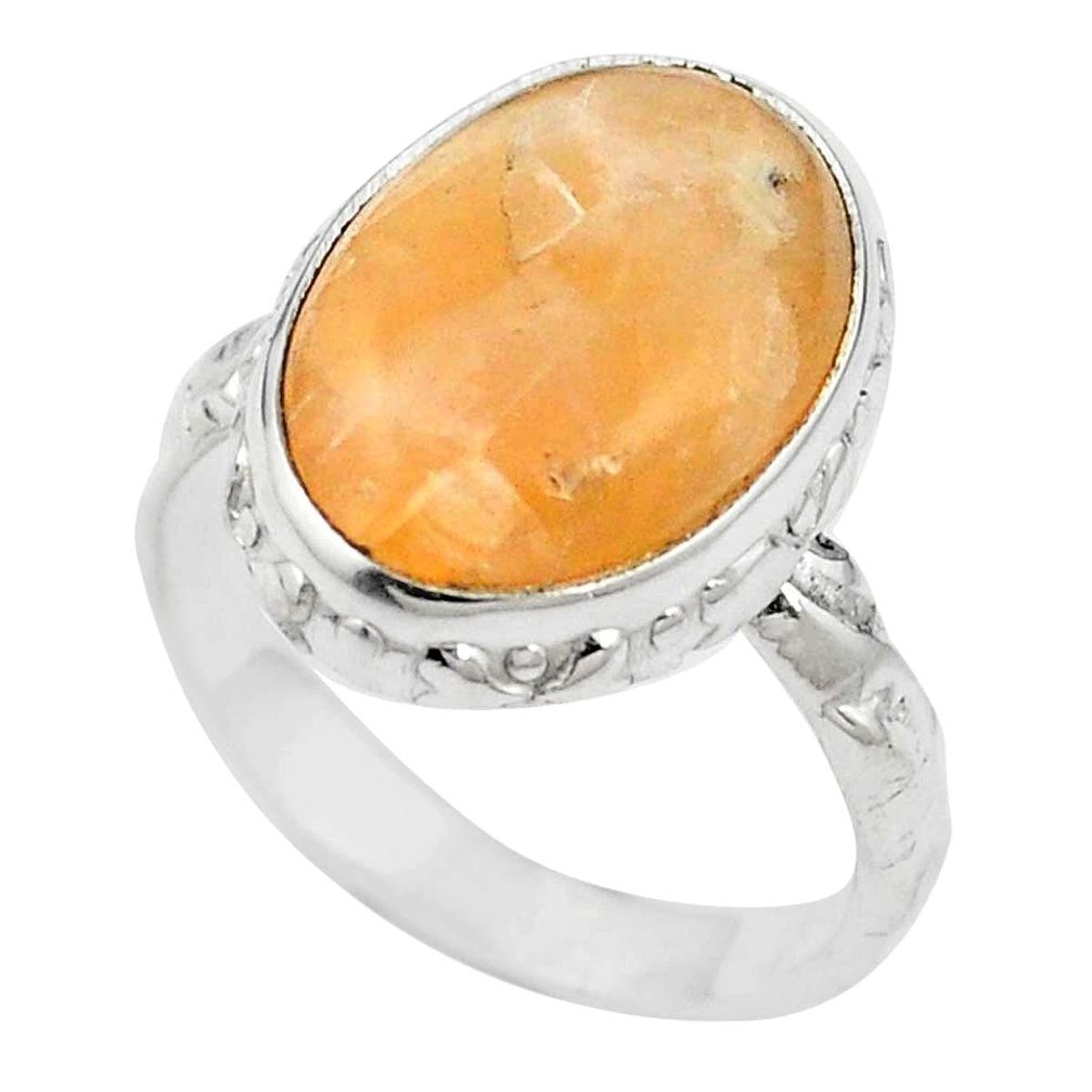 Natural orange calcite 925 sterling silver ring jewelry size 6.5 m59694