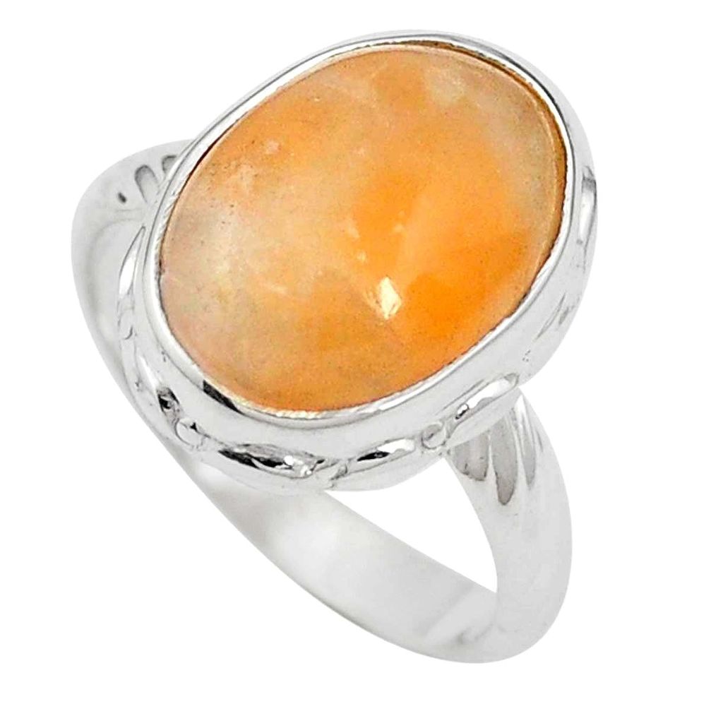 Natural orange calcite 925 sterling silver ring jewelry size 6.5 m59695