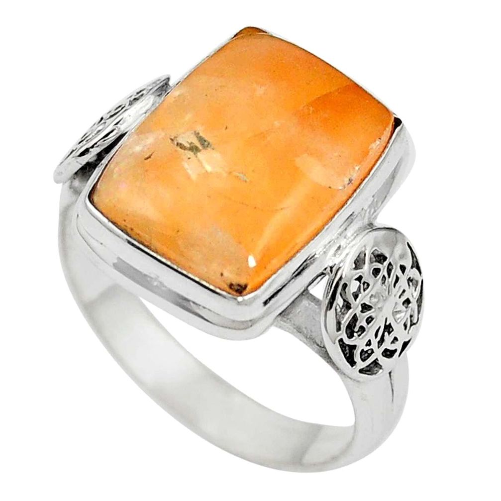 Natural orange calcite 925 sterling silver ring jewelry size 8.5 m59696