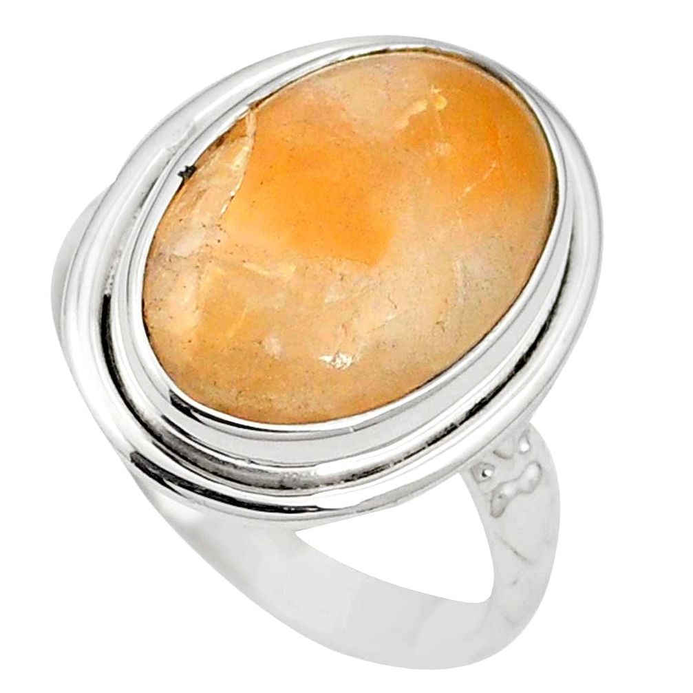 Natural orange calcite 925 sterling silver ring jewelry size 7 m59699