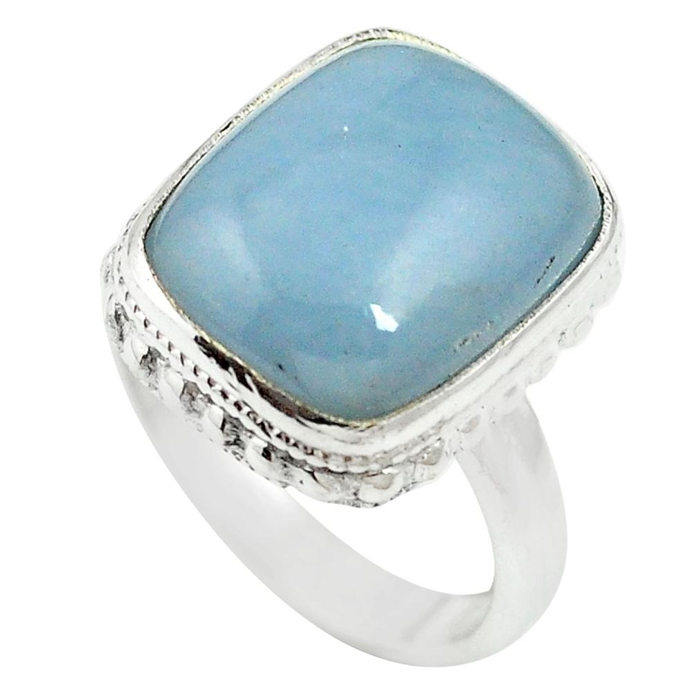 Natural blue angelite 925 sterling silver ring jewelry size 6 m59914