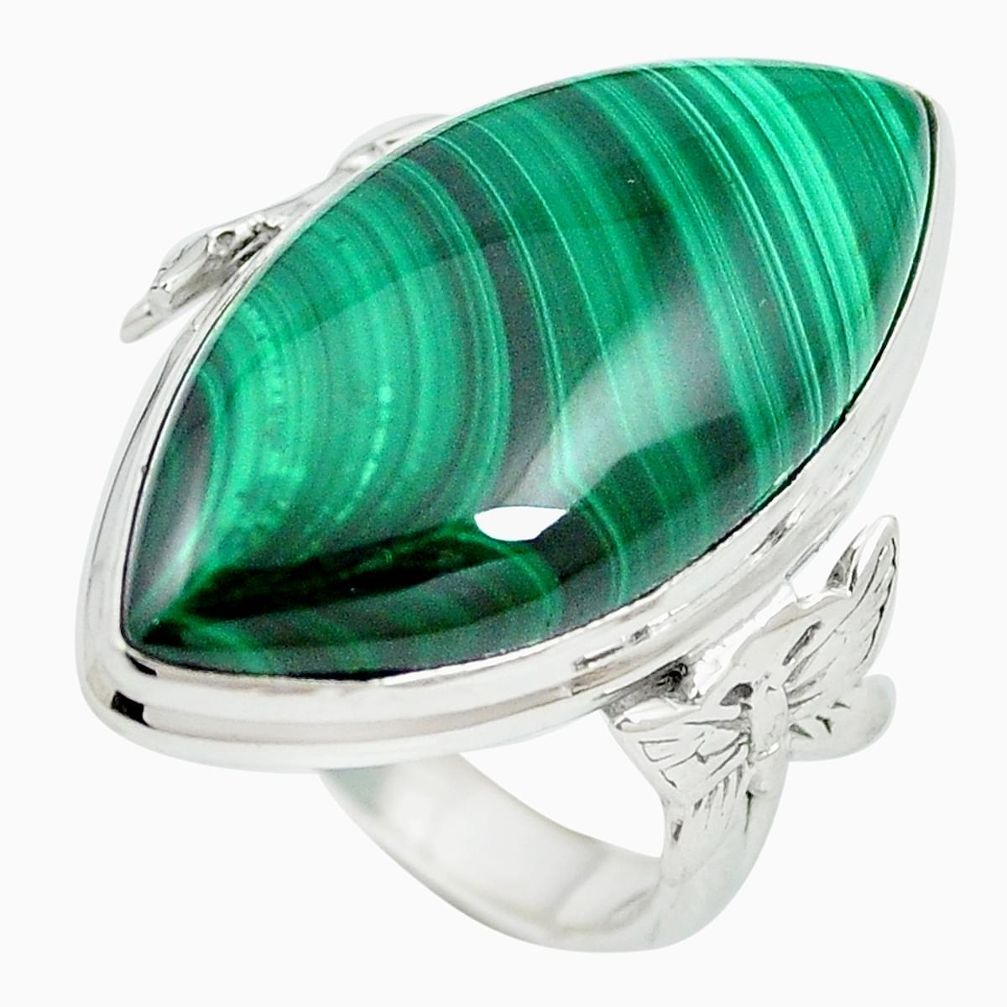 Natural green malachite (pilot's stone) 925 silver ring size 6.5 m60633