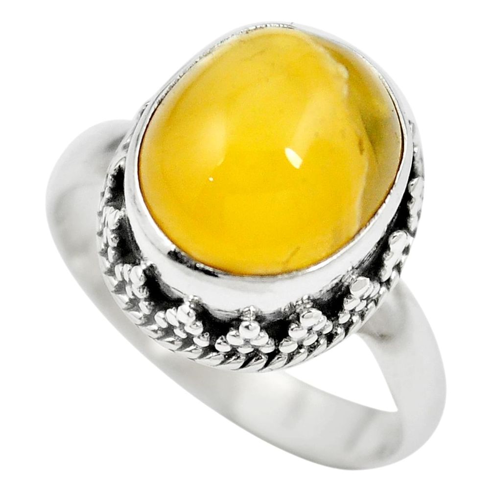 Natural orange baltic amber (poland) 925 silver ring size 6.5 m60705