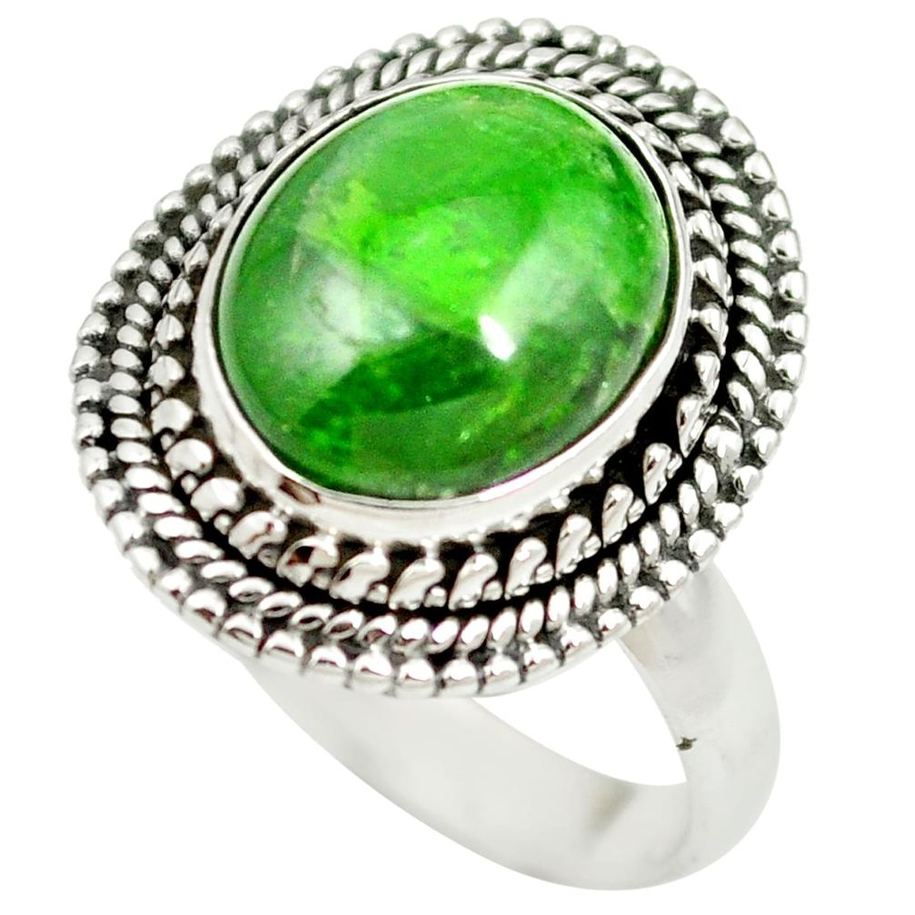 Natural green chrome diopside 925 sterling silver ring size 8 m60812