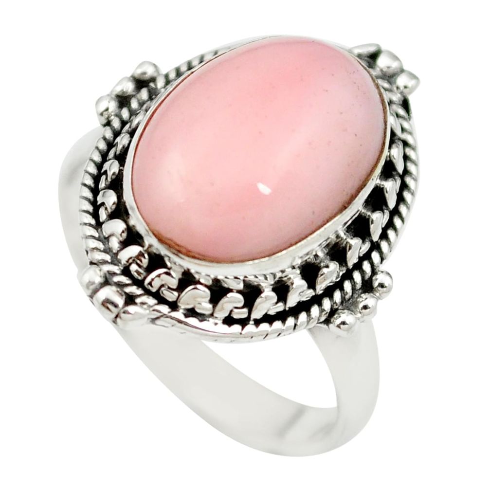 Natural pink opal 925 sterling silver ring jewelry size 7.5 m60837