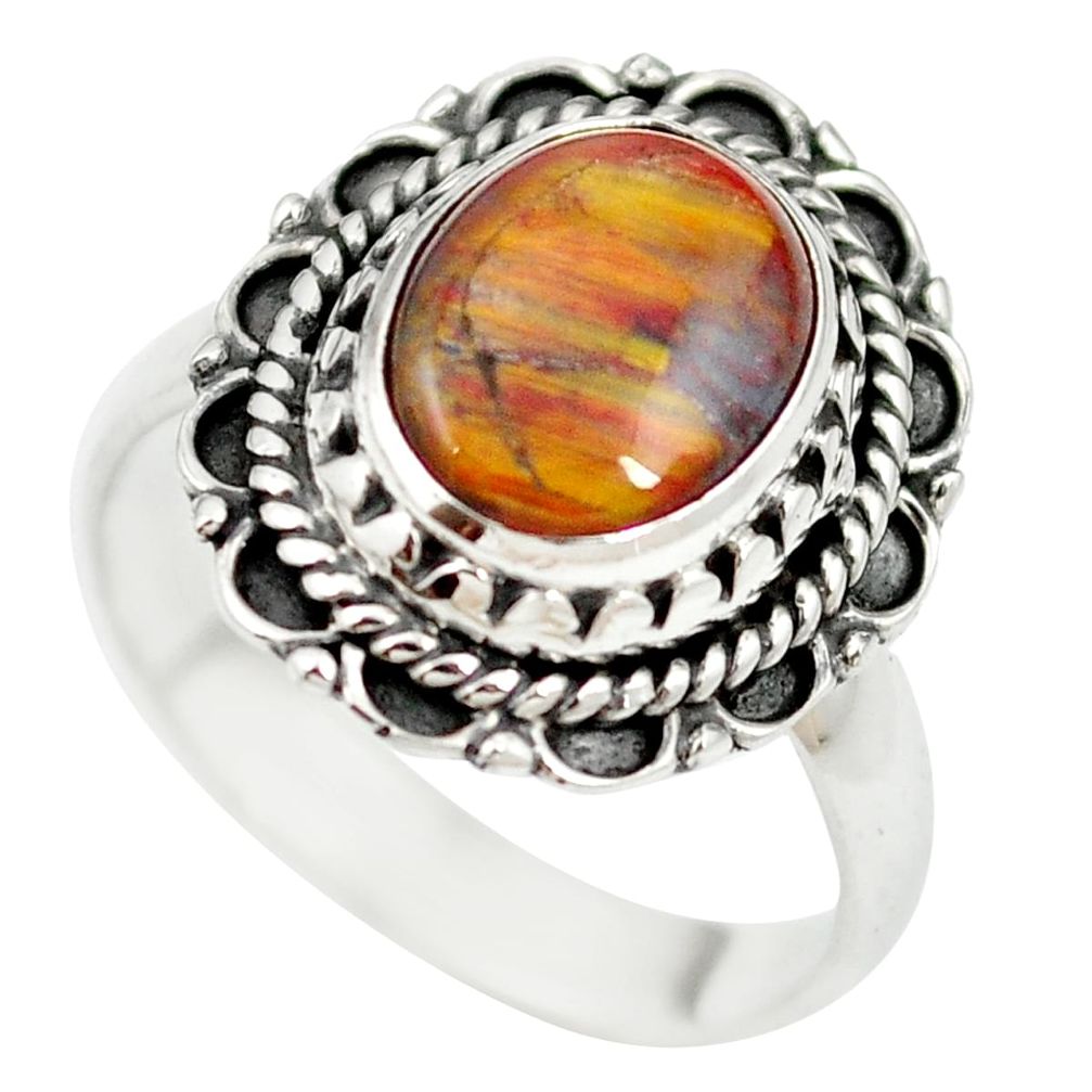 Natural brown pietersite (african) 925 sterling silver ring size 6.5 m60853