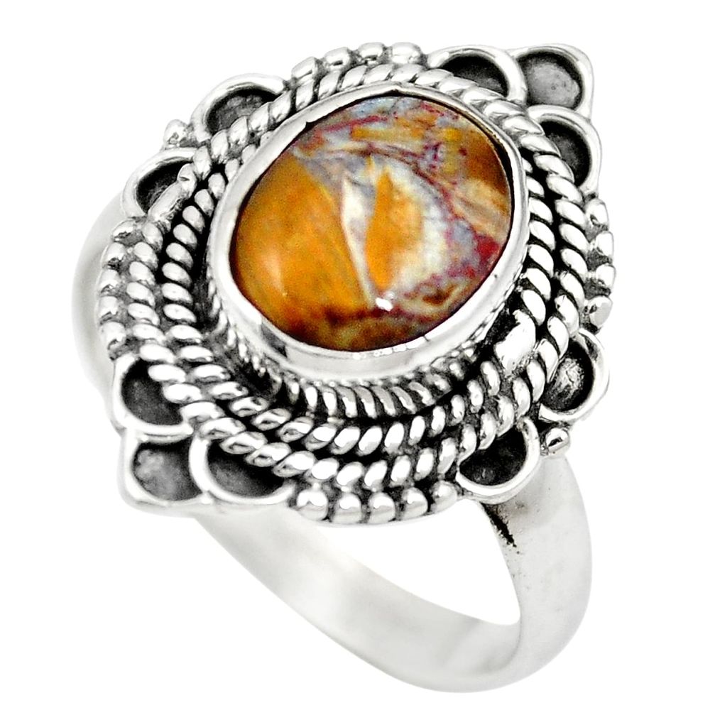 Natural brown pietersite (african) 925 silver ring jewelry size 7.5 m60861