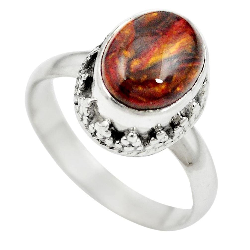 Natural brown pietersite (african) 925 silver ring jewelry size 6.5 m60869